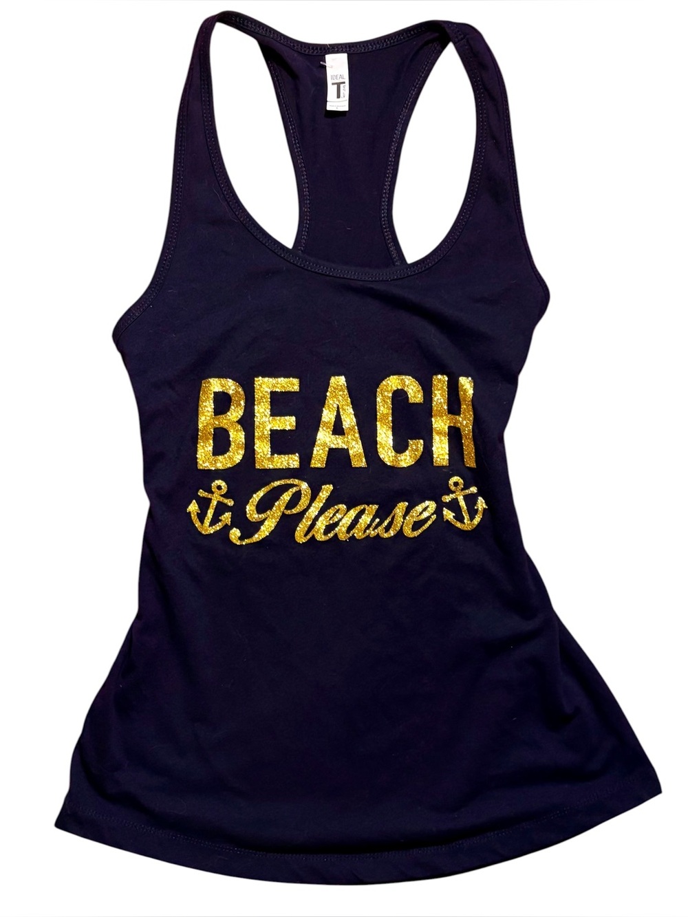 Navy Tank Top with Gold Print